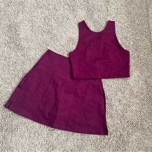 Girlfriend Collective Plum Skort and Dylan Bra Set
